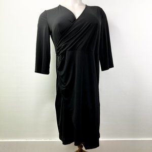 Eloquii Black Faux Wrap Dress Silver Zipper V-Neck Women’s Size 16